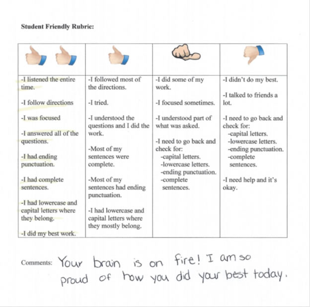 distinguished level student friendly rubric